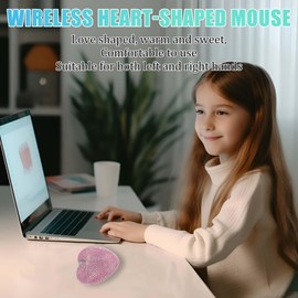 Wireless Bluetooth Mouse,Heart-shaped Diamond-encrusted Dual-mode Rechargeable Mouse,Lightweight and Portable,1000DPI,3-button Silent Optical Mouse,for Computers,Tablets,Laptops,Children's Gifts(pink)