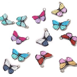 Butterfly Charms, 12 Pcs Multicolor Alloy Enamel Butterfly Charms Charms Pendant for DIY Jewelry Making, Finding Accessories, Necklace, Bracelet (6 Colors)