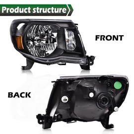LQI Headlights Assembly Compatible with Toyota Tacoma 2005-2011 Bumper Headlamp Clear lens Chrome Housing Amber Reflector Pair