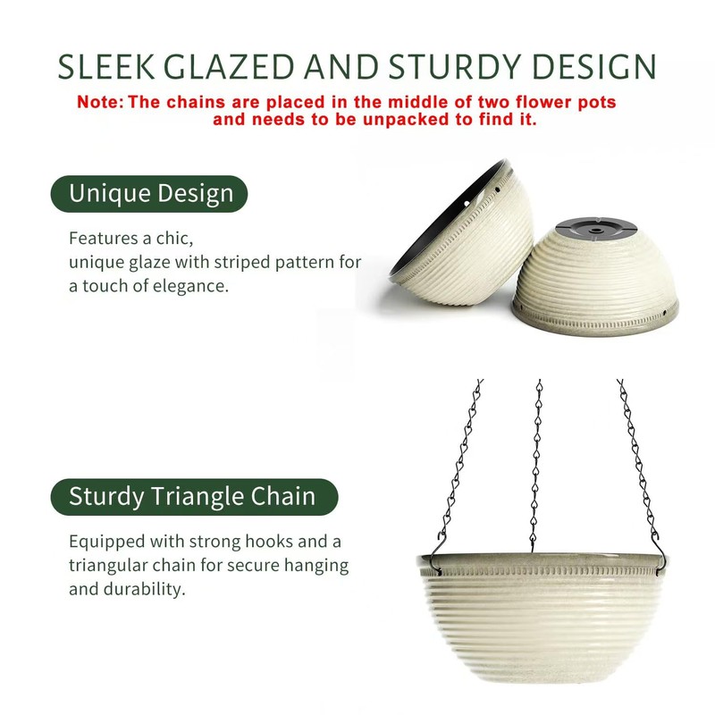 Vanslogreen 2 Pack Hanging Planters for Indoor Outdoor Plants, 10