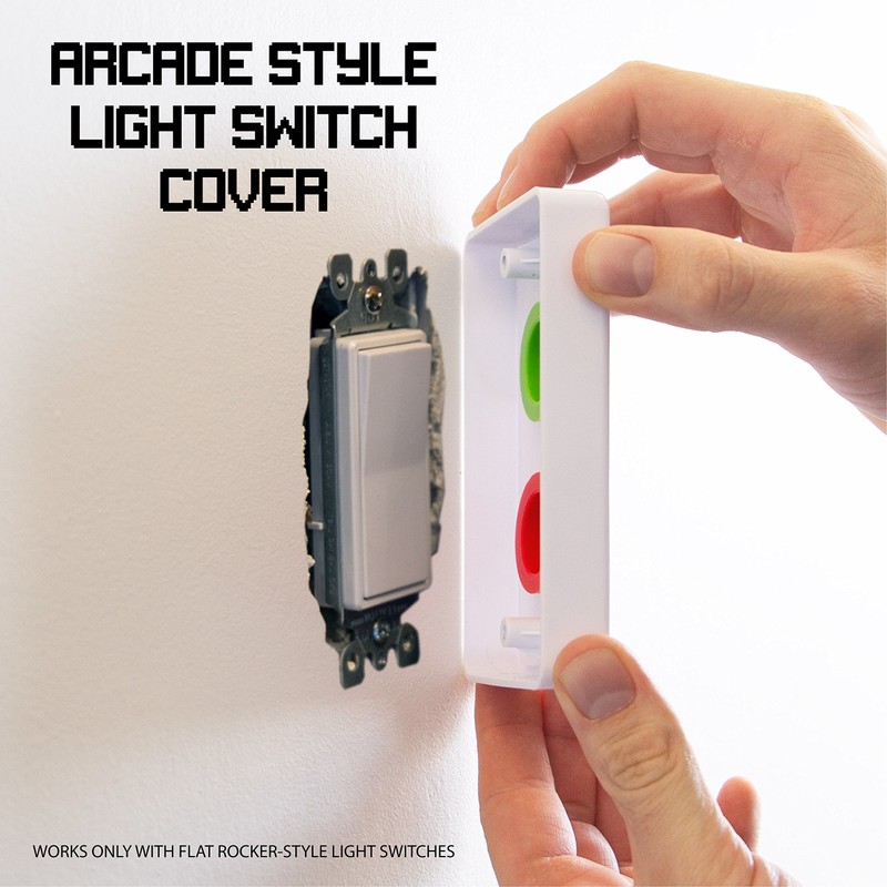 Arcade Light Switch Plate Cover, Single Switch (Black/Red/Blue), 1-Gang Standard