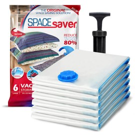 6 Pack Large Vacuum Storage Bags for Comforters, Blankets & Clothes – Vacuum Sealed Compression Bags with Hand Pump – Space Saver Storage Bags for Bedding, Moving, Travel & Organization