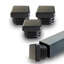 Prescott Plastics 3/4" - 0.75" Square Plastic Hole Plugs, Inserts, Black End Caps for Metal Tubing, Fences, Glide Protection from Chair Legs and Furniture (10 Pack)