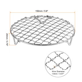 HARFINGTON 2pcs Round Cooking Rack 5.9-inch 201 Stainless Steel Cross Wire Barbecue Grill Net with 20mm Legs for Cooking Baking Steaming BBQ