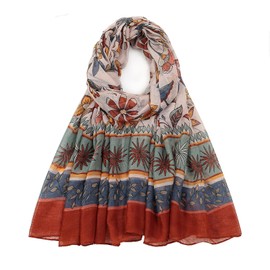 vimate boho scarf for women-ladies fashion lightweight floral printed scarf headscarf beach scarf for spring fall winter (UK-Style 39)
