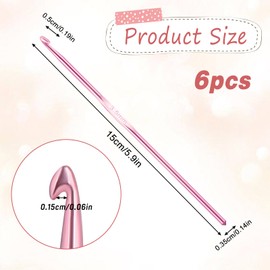 6Pcs 3.5mm Aluminum Crochet Hook, Size E (Size 4) Knitting Needles Craft Yarn, Crochet Hook for DIY Craft, Gold Crochet Needles for Knitting Scarf(Pink)