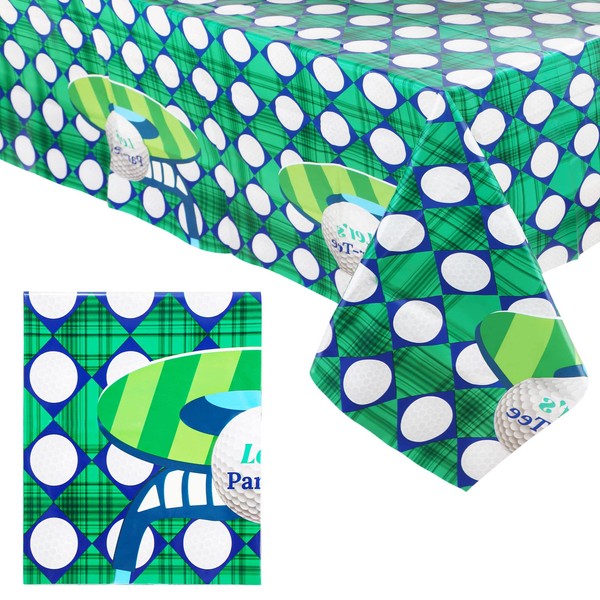 Golf Plastic Rectangle Table Cover Joyful Golf Party Decorations Green Golf Table Cloth Golf Party Table Cover Golf Themed Birthday Party Supplies for Home Office School, 42.5 x 70.9 Inch (1 Piece)