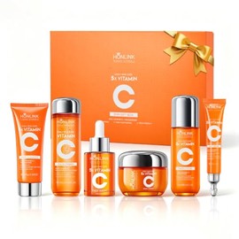 Glown - Juego de 6 piezas para el cuidado de la piel hidratante con 5X vitamina C y niacinamida colágeno, kit de cuidado facial HONLINK incluye tóner,