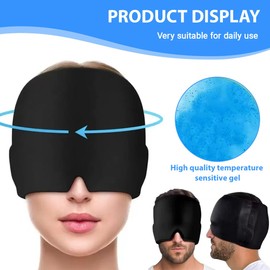 GXGM 1 Stück Migräne Maske, Schlafmaske Kühlend, Kopfschmerz Maske, Upgraded 360° Gel Kühlmaske Migräne, Kühlmaske Gesicht, Schlafmaske Kühlmütze, Kopfschmerzen Maske