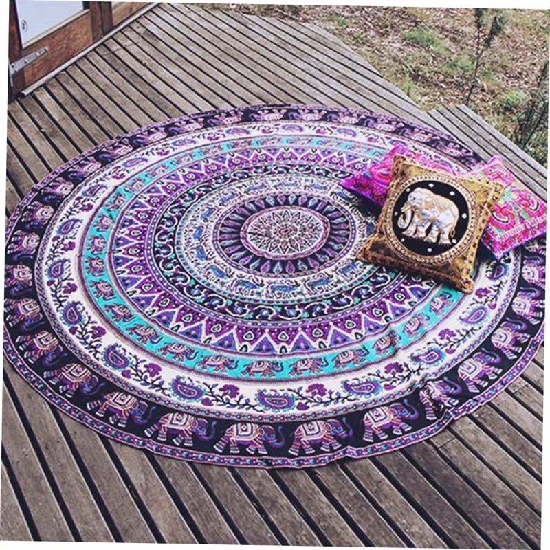CAXUSD Mandala Round Beach Blanket Microfiber Picnic Blanket Soft Towel