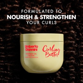 Umberto Giannini Strong Curls Rosemary Oil Curl Butter for Curly, Curly, Wavy Hair - Includes Biotin - Sulphate Free + Vegan