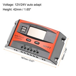 sourcing map 40A MPPT Solar Charge Controller Solar Panel Charger 12V 24V Auto Adaptation Intelligent Regulator with LCD Display Dual USB Port Timer Setting