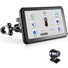 Portable 7 Inch Wireless CarPlay Motorcycle GPS Navigation System Auto Bluetooth Voice Control Siri Google Assistant SupportROM: 1 GB, RAM: 1 GB, Screen Size: 7 Inch, Memory Capacity: None, Color: Black
