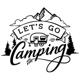 Samunshi® Let's Go camping lettering sticker, car sticker, windscreen sticker, motorcycle sticker, 25 x 21 cm, black