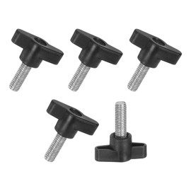 M METERXITY 5-Pack Thumb Screws, M8x20mm Tee Wing Knobs, T Shaped Handle Clamping Screw Knob for Woodworking/Machinery/Equipment, Metric Thread Thumbscrew [304 Stainless Steel, Black]