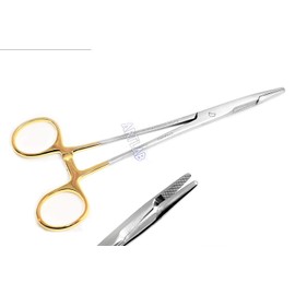 1PC Great Quality Serrated Olsen HEGAR Needle Holder W/TC Inserts + Gold Handle Rings Premium (CYNAMED)