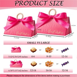 FAYEVIVI Party Favor Boxes - Valentines Day Gift Bags For Presents, Small Thank You Box For Party Favors, Candy Box Bulk, With Ribbon Wooden Ring Handle (20pcs Rose,S)