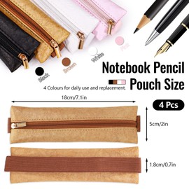 Sekonow 4pcs Pen Holder for Notebook, Zipper Journal Pen Holder with Elastic Band, Pen Pouch Sleeve Pencil Holder for Notebook Book Planner