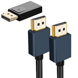 AceSoft 4K DisplayPort to HDMI Adapter,DP Male to HDMI Female Converter Gold-Plated Connectors with HDMI to HDMI Male Cable 9ft for Laptop,Computer,PC,HDTV, Projector, Desktop