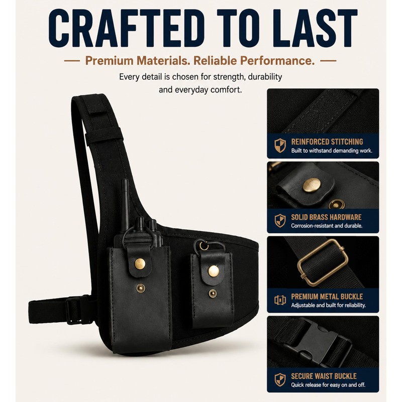 Radio Chest Harness, Canvas and Leather Radio Holster