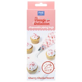 PME VD24IB064 12 Disposable Icing Piping Bags, Valentines Cherry Checkerboard, Plastic