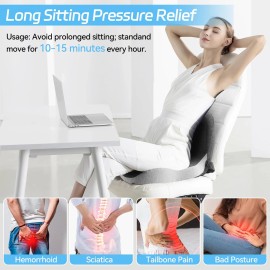 Leqsdijk Trucker Seat Cushions for Long Sitting Semi Truck Seat Cushion with Lumbar Supp