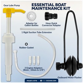 Five Oceans Outboard Motor Flusher and Lower Unit Gear Oil Pump Set, Essential Marine Maintenance Kit for Efficient Engine Flushing & Gear Oil Changes - FO1871-4770