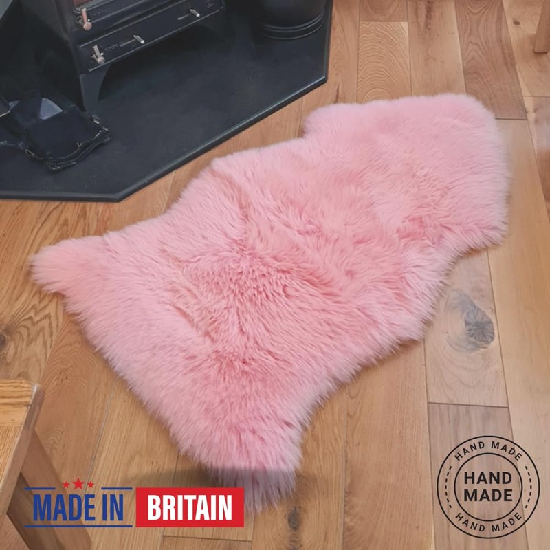 Lambland Single Size British Pale Pink Sheepskin Rug – Luxuriously