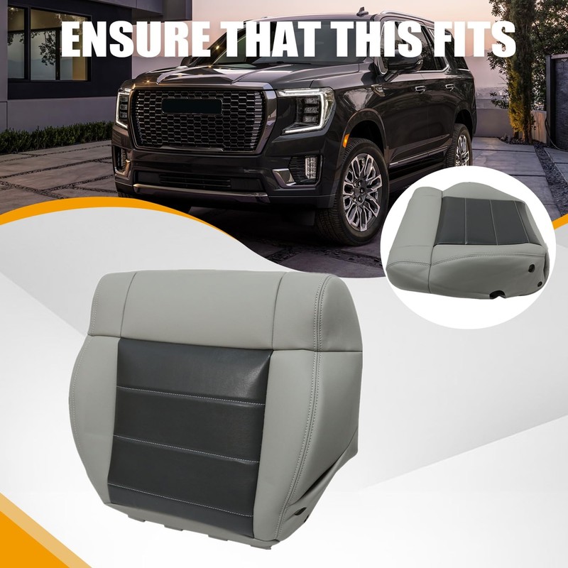 NLQR Driver Side Bottom Replacement Seat Cover Microfiber Leather Gray