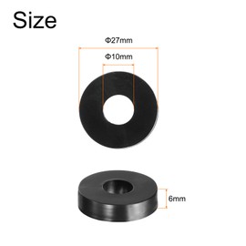 QUARKZMAN Pack of 16 Rubber Washers Rubber Spacer 27 mm Outer Diameter 10 mm Inner Diameter 6 mm Thick Rubber Spacer Round Spacer Sleeves for Home Car Accessories Black