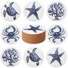 Yetene 8 Pcs Coastal Ceramic Coasters, Cork Base Ocean Housewarming