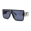 Womens Rimless Designer Shield Oversized Flat Top Mob Plastic Sunglasses