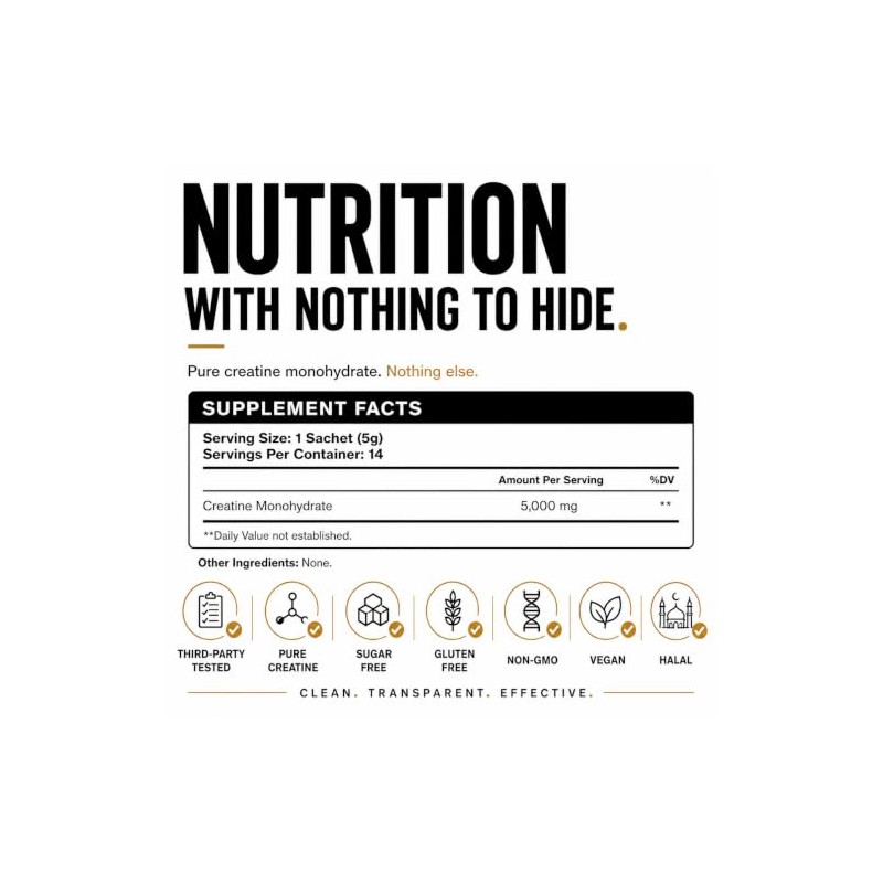 Creatine Monohydrate Powder Sachets 5g |14 Sachets Mango Vegan Supplement