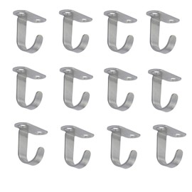 Antrader 12-Pack Stainless Steel Screws Mount Ceiling Hooks, Under-Shelf Coat Hook, Towel/Robe Clothes Hook Hanger for Bathroom Kitchen Cabinet