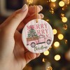 Pink Truck Merry Christmas Ceramic Hanging Ornament Gifts
