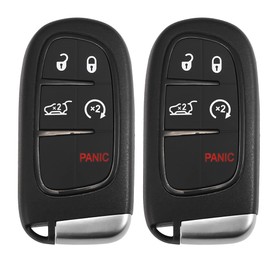 X AUTOHAUX 2pcs 433MHz Replacement Keyless Entry Remote Car Key Fob for Jeep Cherokee 2014-2020 5 Buttons with Door Key 68141580 AC GQ4-54T 4A Chip
