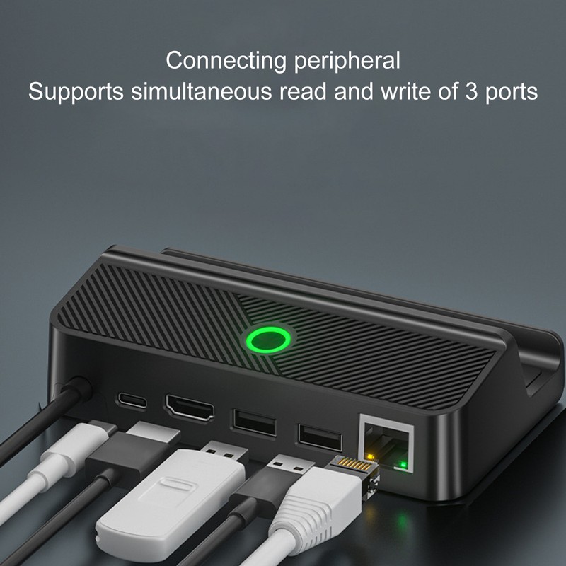 Docking Station Black 6 in 1 Charging Base RGB LED