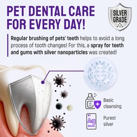 SILVER GRADE Teeth & Gum Dog Breath Spray for Pets Mouth – Cat Dental Care with Silver – Dog Breath Freshener Helps with Tartar & Caries – Plaque Remover for Daily Use – 4 Oz