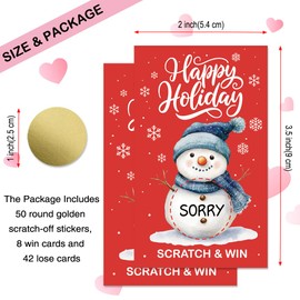 THEBESTU 50 Pcs Happy Holiday Themed Scratch off Game Cards, Snowman Scratch Cards, Ideal for Christmas Parties, Festivel Games, or Seasonal Giveaways, Party Favors, Birthday Raffle Tickets
