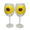 Yellow Sunflower Hand Painted Wine Glasses Set of 2 Fall