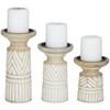 Deco 79 Mango Wood Decorative Candle Holder Carved Tribal Pillar