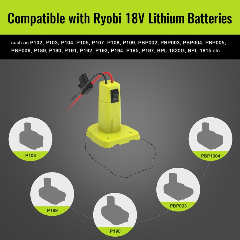 1 Pack Power Wheel Adapter Compatible with Ryobi 18V Battery,