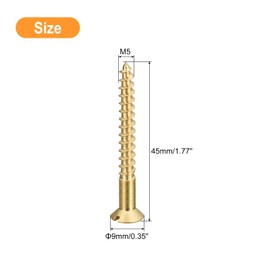 sourcing map Brass Wood Screws, 20Pcs M5 x 45mm Slotted Drive Flat Head Self Tapping Screw Countersunk for Woodworking Furniture