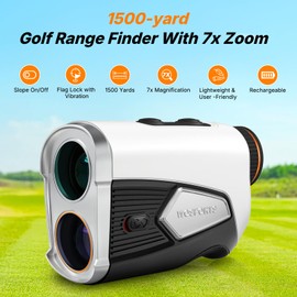 WOSPORTS Golf Rangefinder 1500-Yard with Slope,Golf Accessories Range Finder 7X Magnification,Pin Lock Vibration Range Finder(Feet/Meters/Yards),Rechargeable