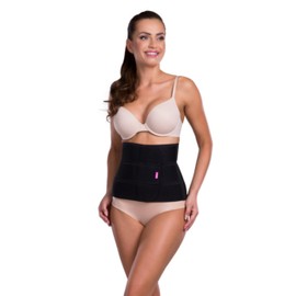 LIPOELASTIC KPlus Abdominal binder Compression Belt - 24 cm 3 panel, Post-Operative Support for Abdominoplasty & Liposuction Recovery (Black, S-M)