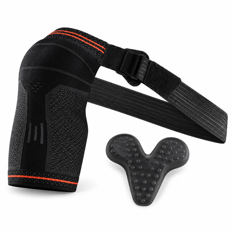 Adjustable Shoulder Support Brace with Detachable Silicone Pad, Compression Sleeve