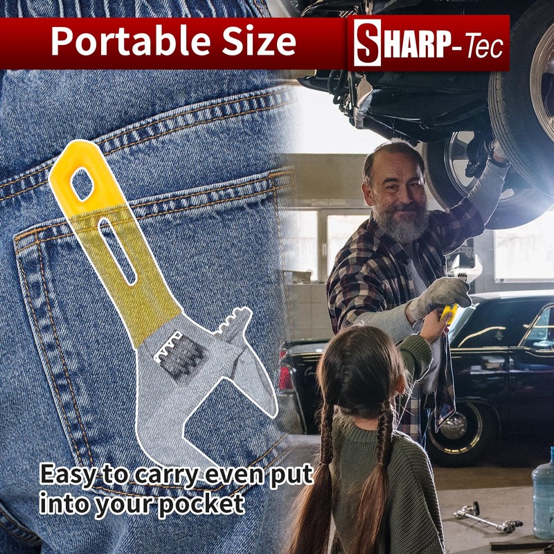 Sharp-tec 5 inch Adjustable Spanner, 30mm Wide Jaw Opening Adjustable