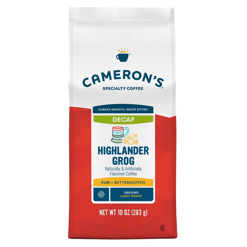 Cameron's Coffee Roasted Ground Coffee Bag, Flavored, Decaf Highlander Grog,