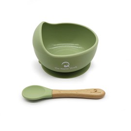 The Happy Stork - Silicone Suction Bowl and Spoon Set (Green Tea)