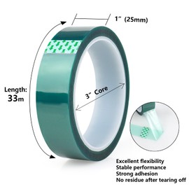BOMEI PACK High Temp Tape Powder Coating, High Temperature Masking Tape 3 Rolls x 1 inches x 324 Feet, Heat Resistant Tape, Epoxy Release Tape Ideal for Painting, Powder Coating, Circuit Boards
